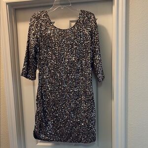 LC Lauren Conrad Silver Sequin Sheath Mini Dress